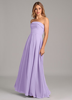 Azazie Lucienne Robes de demoiselle d'honneur Robe Trapèze Convertible en Mousseline de soie Sans bretelle Lilas image4