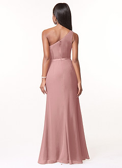 Azazie Liza Bridesmaid Dresses Dusty Rose Mermaid One Shoulder Chiffon Dress image2