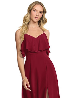 Azazie Jean Bridesmaid Dresses Burgundy A-Line Chiffon Convertible Dress image4