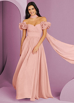 Barbie ♥ Azazie Bridesmaid Dresses Rosette A-Line Off the Shoulder Chiffon Convertible Dress image1