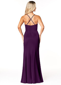 Azazie Marzia Bridesmaid Dresses Grape Mermaid Cowl Pleated Stretch Satin Dress image2