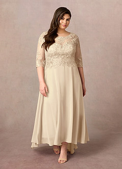 Azazie Monza Abiti per la Madre della Sposa Abito A-Line in Chiffon Pizzo Champagne image7