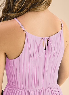 Azazie Elliora Junior Candy Pink A-Line Pleated Chiffon Dress image7