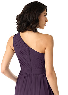 Azazie Mathilda Bridesmaid Dresses Plum A-Line One Shoulder Chiffon Dress image5