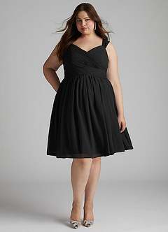 Azazie Angie Bridesmaid Dresses Black A-Line Corset Chiffon Dress image11