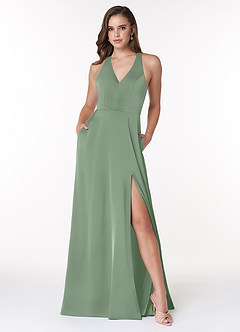 Azazie Ceria Sprzedaż ostateczna Linia A Satyna elastyczna Długość podłogi Sukienka image3