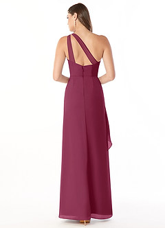 Azazie Maive Bridesmaid Dresses Mulberry Sheath Pleated Ruffle Chiffon Dress image2