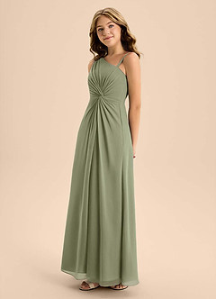 Azazie Brooke Junior Pistachio A-Line Side Slit Chiffon Dress image6
