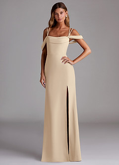 Azazie Callan Bridesmaid Dresses Champagne Mermaid Pleated Chiffon Convertible Dress image1