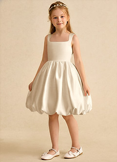 Azazie Nirvana vestidos de niña de las flores Vestido de Champán de Satin Mate de Princesa con Volante image5