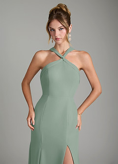 Azazie Rue Bridesmaid Dresses Silver Sage A-Line Halter Chiffon Dress image3