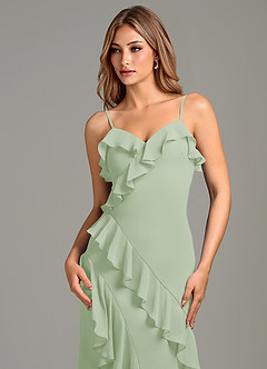 Azazie Danny Bridesmaid Dresses Dusty Sage Mermaid Ruched Chiffon Dress image6