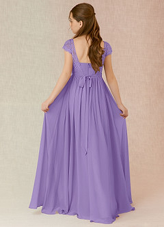 Azazie Silvermist Junior Tahiti A-Line Pleated Chiffon Dress image2