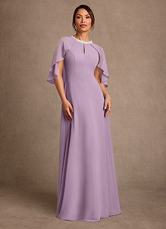 Azazie Winnifred 신부의 어머니 드레스 A라인 구슬 쉬폰 플로어 길이 드레스 image1