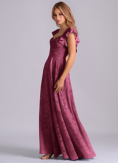 Azazie Leilani Bridesmaid Dresses Mulberry A-Line Sweetheart Neckline Floral Burnout Dress image5