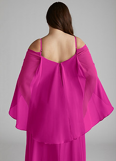 Azazie Cienna Bridesmaid Dresses Fuchsia A-Line Off the Shoulder Chiffon Dress image12
