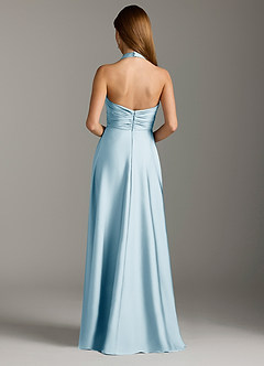Azazie Tessie Bridesmaid Dresses Sky Blue A-Line Pleated Stretch Satin Dress image2