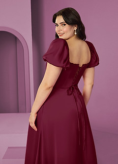 Barbie ♥ Azazie Bridesmaid Dresses Mulberry A-Line Ruched Stretch Satin Dress image8
