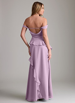 Azazie Sloane Vestidos de damas de honor Vestido de Glicinia de Gasa de Corte en A con Escote de Corazón image7