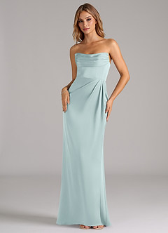 Azazie Johana Robes de demoiselle d'honneur Robe Sirène Convertible en Satin extensible Épaule décolletée Brume image5