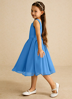 Azazie Ari Flower Girl Dresses Blue Jay A-Line Sleeveless Chiffon Dress image4