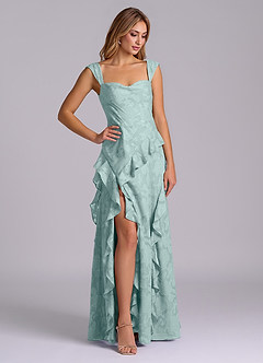 Azazie Sloane Bridesmaid Dresses Mist A-Line Sweetheart Neckline Floral Burnout Dress image4