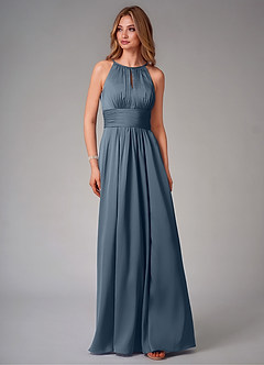 Azazie Bonnie Bridesmaid Dresses Twilight A-Line Pleated Stretch Satin Dress image6