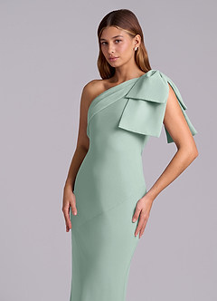 Azazie Yuanna Bridesmaid Dresses Agave Mermaid One Shoulder Chiffon Dress image7