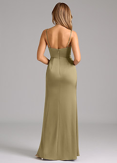 Azazie Aimee Bridesmaid Dresses Moss Green A-Line Sweetheart Neckline Stretch Satin Dress image2