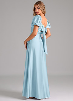 Azazie Fatima Bridesmaid Dresses Sky Blue A-Line Pleated Stretch Satin Dress image2