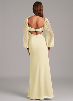 Azazie Brixley Robes de demoiselle d'honneur Robe Sirène en Mousseline de soie Manche longue Sorbet Citron image2