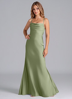 Azazie Seema Bridesmaid Dresses Pistachio Mermaid Corset Stretch Satin Dress image5