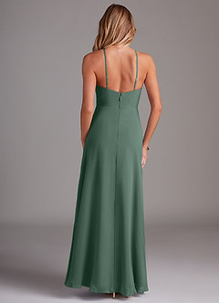 Azazie Bailey Bridesmaid Dresses Sea Moss A-Line Halter Side Slit Chiffon Dress image2