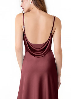 Azazie Alaija Vestidos de damas de honor Vestido de Merlot de Satén Elástico de Corte Sirena con Corte Lateral image6
