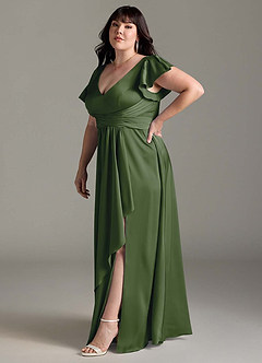 Azazie Omari Bridesmaid Dresses Juniper A-Line Stretch Satin Dress image12