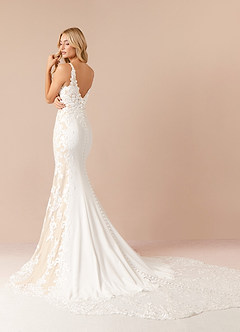 Azazie Estephanie Wedding Dresses Diamond White Champagne Mermaid Sequins Stretch Crepe Dress image4