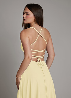 Azazie Irelia Bridesmaid Dresses Lemon Sorbet A-Line Sweetheart Neckline Chiffon Dress image7