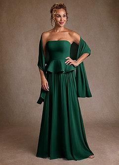 Azazie Josabeth Mother of the Bride Dresses Emerald A-Line Pleated Chiffon Dress image1