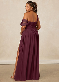 Christian Siriano Bridal for Azazie 1014 Bridesmaid Dresses Cabernet A-Line Off the Shoulder Chiffon Dress image11