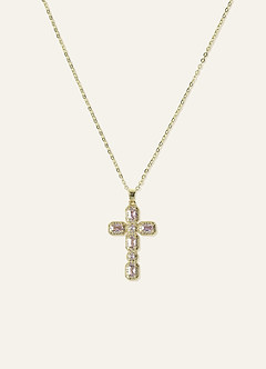front 18K Gold Plated Cross Pendant Necklace