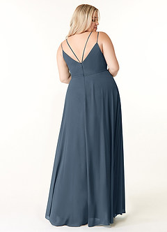 Azazie Janine Bridesmaid Dresses Neptune A-Line V-Neck Chiffon Dress image7