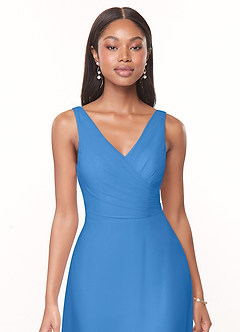 Azazie Nala Bridesmaid Dresses Blue Jay A-Line Pleated Chiffon Dress image4