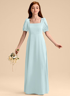Azazie Briar Junior Robe Trapèze en Satin extensible Arc Verre De Mer image5