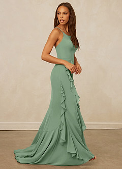 Christian Siriano Bridal for Azazie 1006 Brautjungfernkleider Meerjungfrau-Linie Gestreift Chiffon Kleid Matcha image5