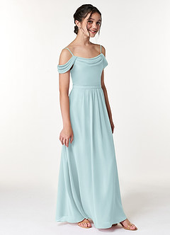 Azazie Alivia Junior Mist A-Line Off the Shoulder Chiffon Dress image3