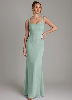 Azazie Agustina Bridesmaid Dresses Agave Mermaid Corset Chiffon Dress image1