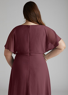 Azazie Aaliyah Modest Bridesmaid Dresses A-Line Scoop Pleated Chiffon Floor-Length Dress image10
