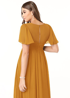 Azazie Verna Maternity Bridesmaid Dresses A-Line V-Neck Ruched Chiffon Floor-Length Dress image6