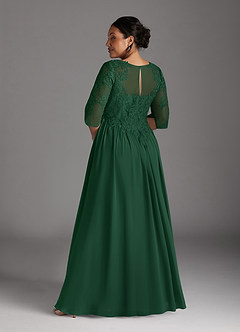 Azazie Mirielle vestidos de madre de la novia Vestido de Verde Oscuro de Gasa de Corte En A con Encaje Scoop image8