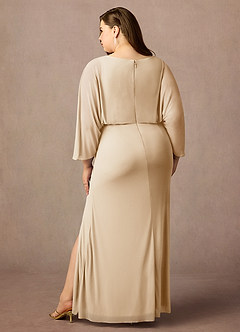 Azazie Ysabella Mother of the Bride Dresses Champagne Mermaid Pleated Mesh Dress image2